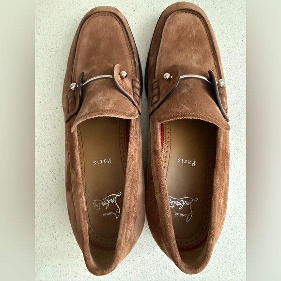 Christian Louboutin Chambelimoc Flat Loafer Cuir Brown Suede Size EU 43 US 10 main image 8